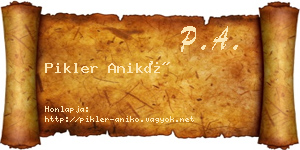 Pikler Anikó névjegykártya